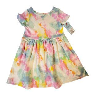 Cat & Jack Toddler Girls Size 2T Watercolor Tie-Dye Cotton Dress flowing skirt